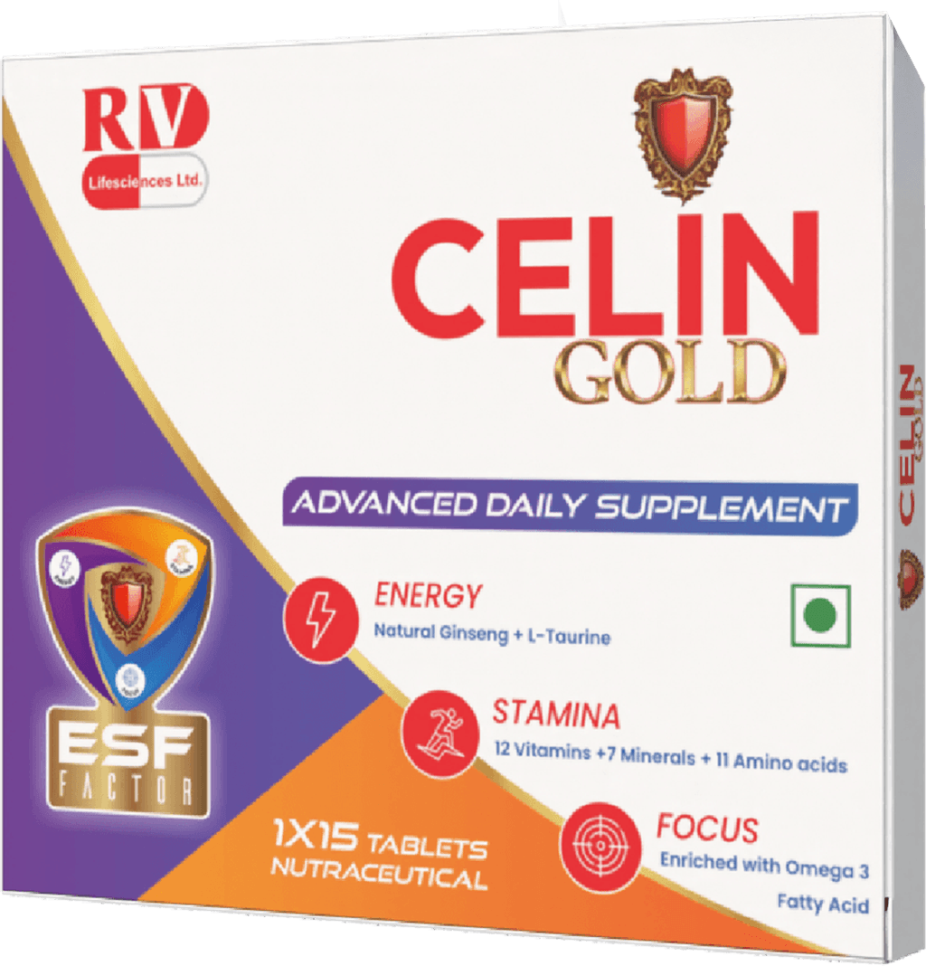 Celin Gold carton — advanced daily supplement, 1 × 15 tablets
